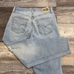 Levis Silver Tab Light Wash Blue Womens 30 Distressed Ripped Mom Jeans High Rise